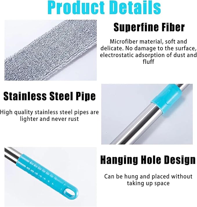 Under Appliance Microfiber Duster Dust Cleaning Brush with Extendable Pole (31.5''-47.6'') Retractable Gap Dust Cleaner Bendable Removable Washable Gap Duster for Sofa Bed Furniture Bottom