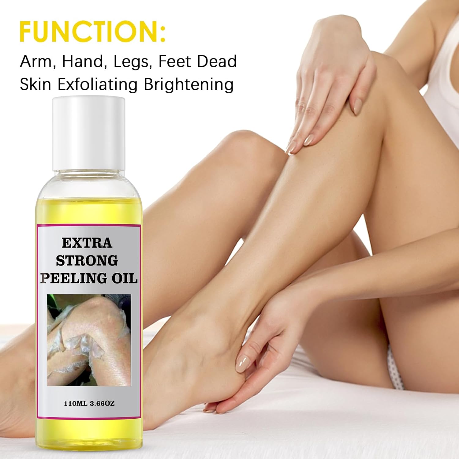 Peeling Oil For Dark Skin, Yellow With Salicylic Sodium Hyaluronate, Strong Extra Strength, Exfoliating Solution Body All Skin Type - 110Ml/3.66 Oz